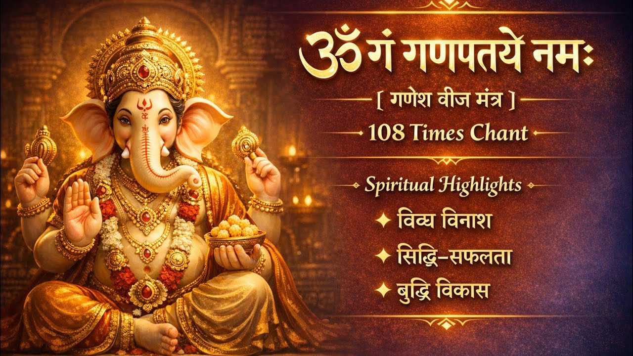 Om Gan Ganpataye Namo Namah 108 times | ॐ गं गणपतये नमो नमः | Ganesh Mantra  | Ganpati Songs| Jaap 