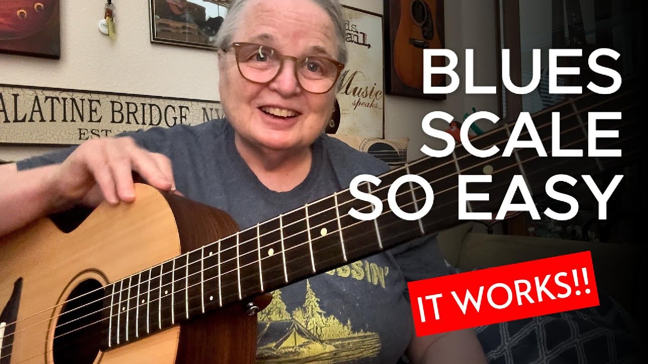 Learn EASY Blues Scale! ** ADD 2 Notes **  Acoustic Blues Lesson #guitarlesson  (Sheeran by Lowden)