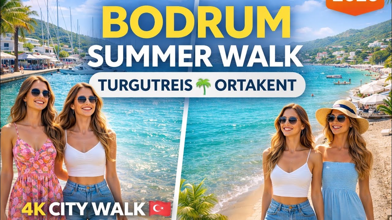 Bodrum City Walk 2026 | Turgutreis & Ortakent Beach Summer Walk in 4K Turkey 🇹🇷