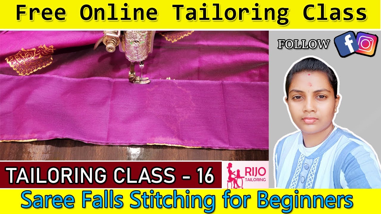 CLASS 16- Saree Falls Stitching for beginners | BASIC TAILORING CLASS | RIJO TAILORING | FREE CLASS