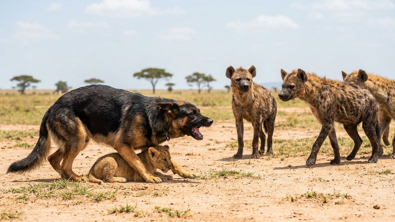 A Brave Dog Protects a Lion Cub from a Hyena Pack — You Won’t Believe What Happened Next