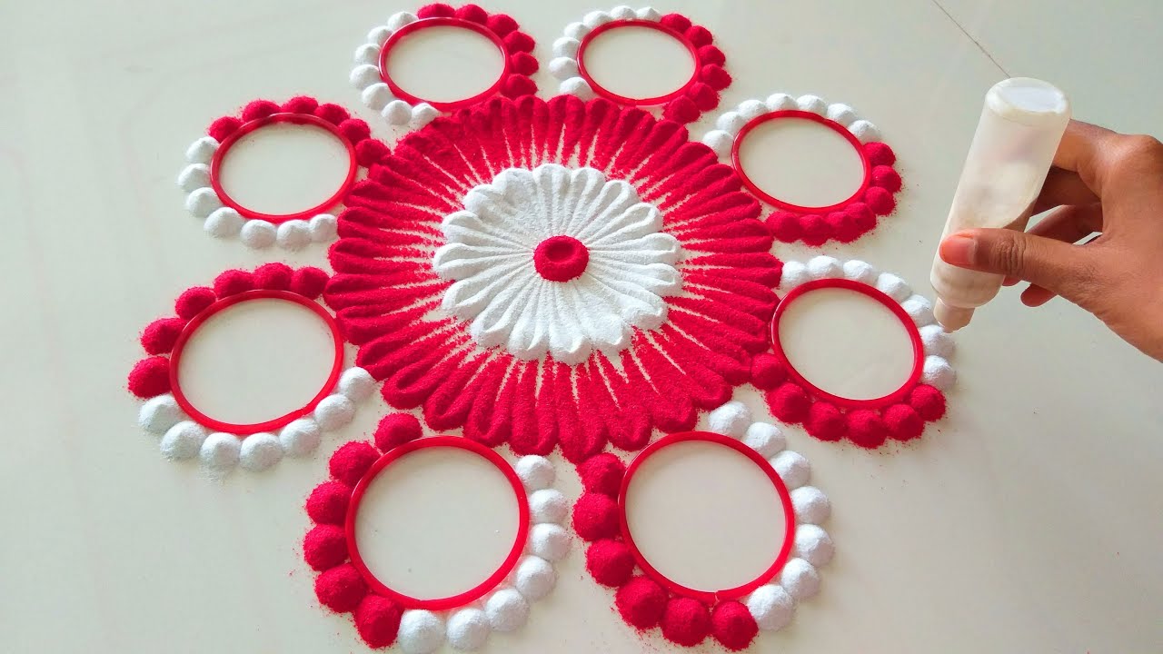 ❤️लाल रांगोळी | Dhanteras/Diwali Rangoli Designs | Beautiful Bangle Trick Rangoli | Diwali Rangoli