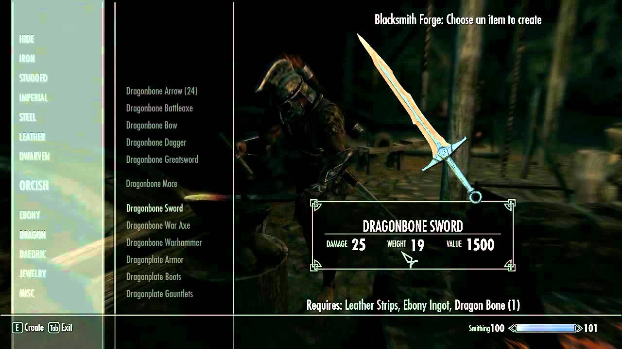 DAWNGUARD - As armas de Dragão! Dragonbone Weapons e flechas Forjáveis!
