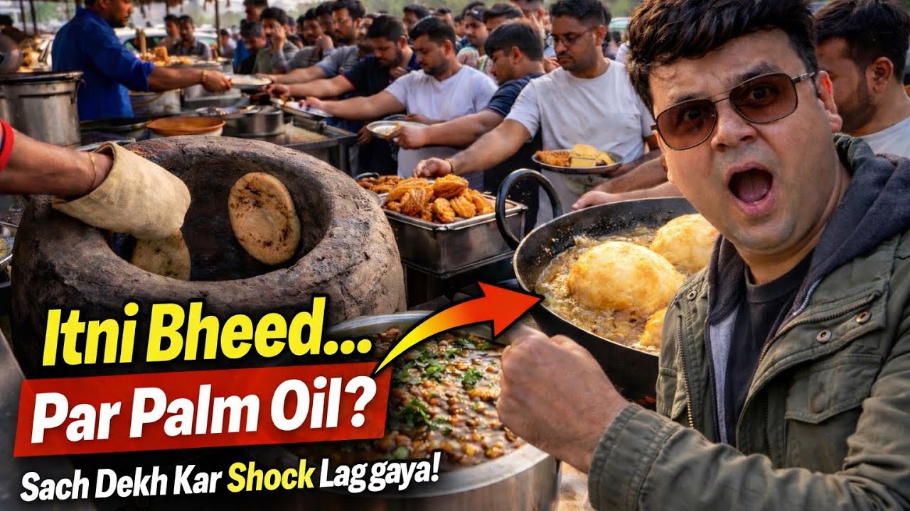 👉 Bheed Dekh Kar Gadi Rok Li! 😳 Amritsari Naan & Chole Bhature Palm Oil Mein Ban Rahe The
