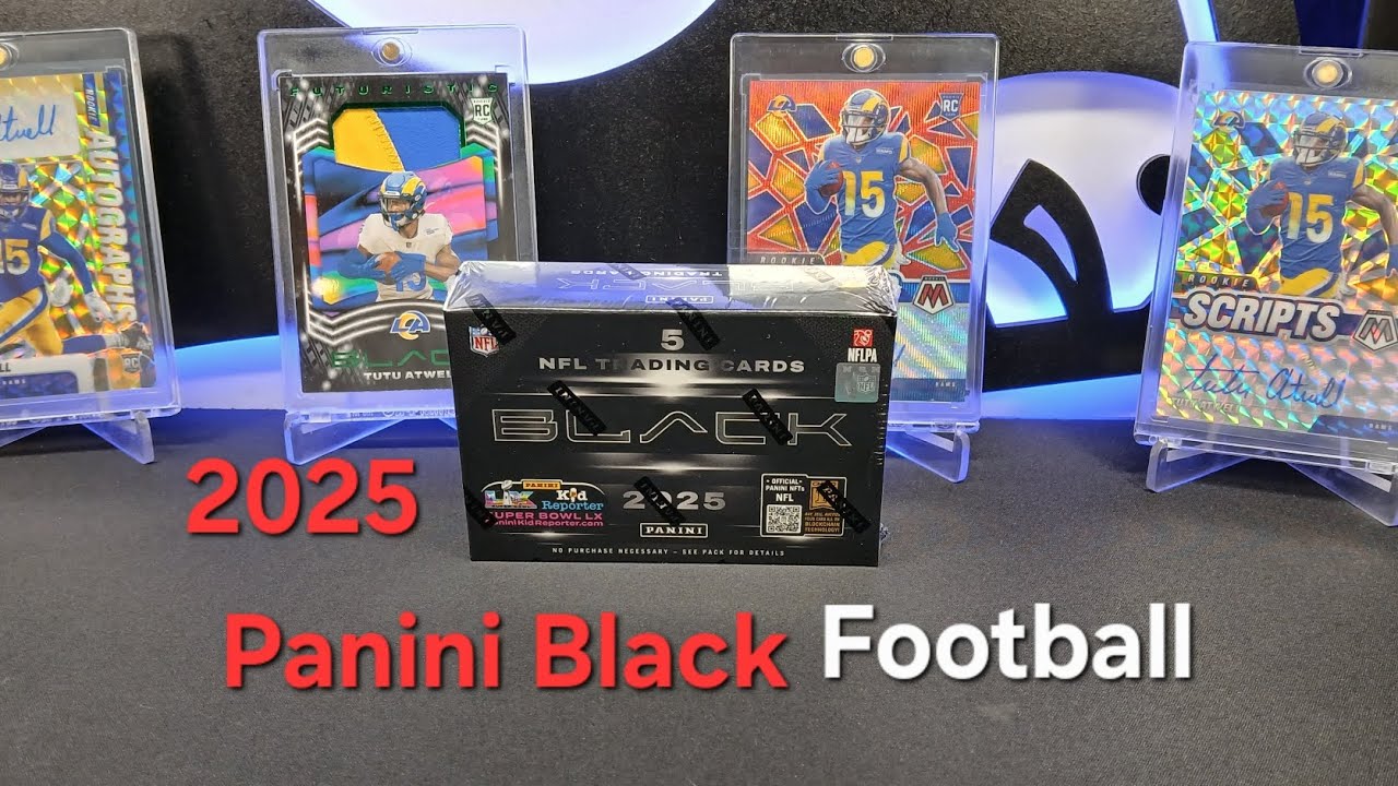 2025 Panini Black Football.  QB Gold case hit! Multi color patches! METAL CARDS! Oh My!!!