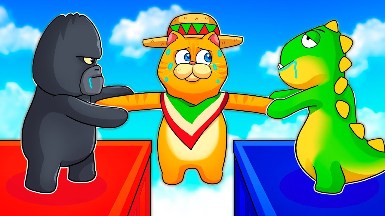¡NO me SUELTES! 😭 ¡BATALLA de ANIMALES! 😂🦖😹🥊 SILVIOGAMER en PARTY ANIMALS
