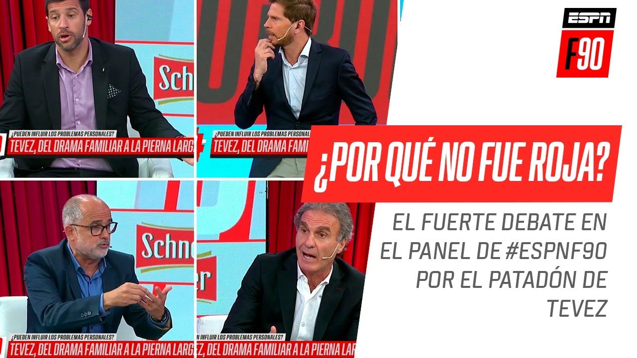 &iexcl;Fuerte discusi&oacute;n por la patada de #Tevez en #ESPNF90!