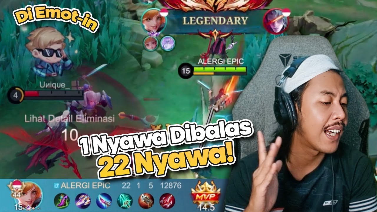 Mati 1 Dibalas 22 Nyawa❗️Dikasih Emot Bikin Dwi Woii BUKA SEGEL - Mobile Legends