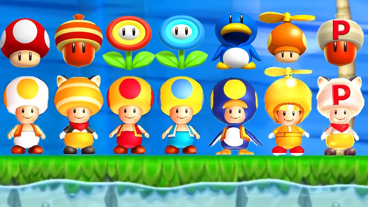 All Yellow Toad Power-Ups in New Super Mario Bros. U Deluxe -