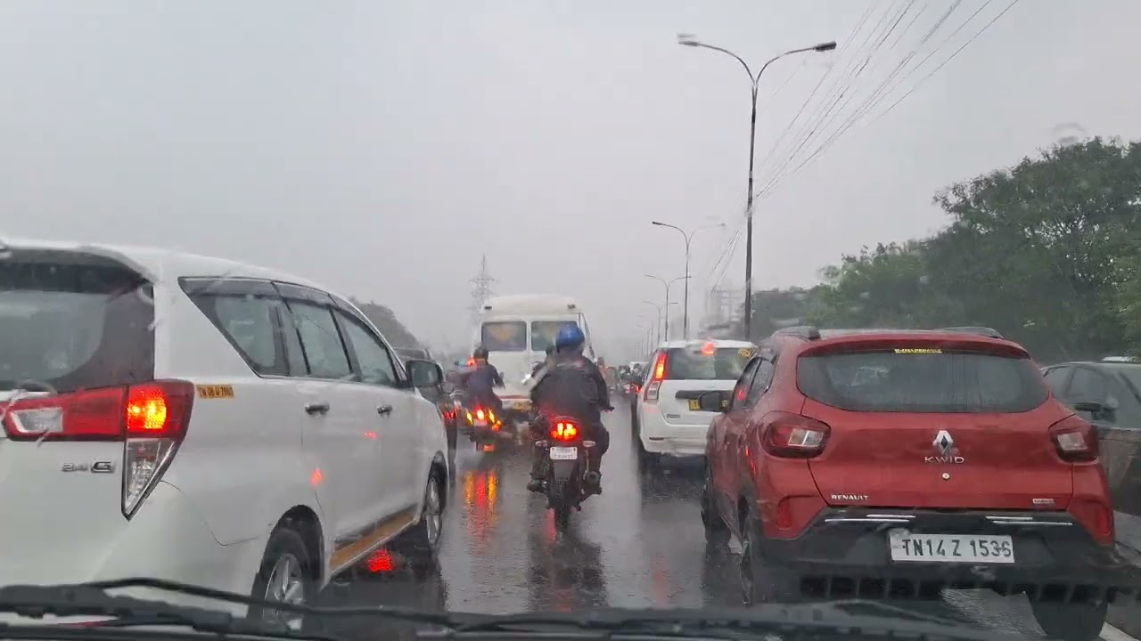 Monsoon Magic 2025 🌧️ | Driving Through OMR in the Rain -1 | Relaxing Natural Rain Sounds