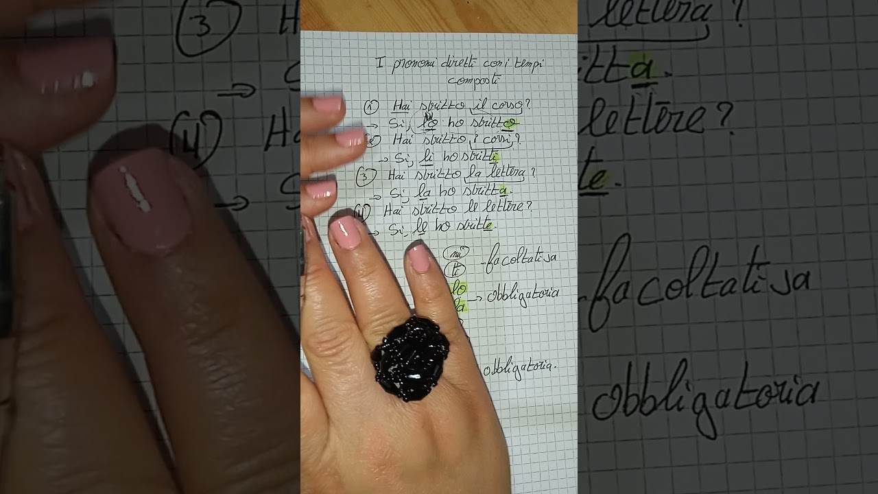 الجزء الأخير من درس :I pronomi diretti con i tempi composti.