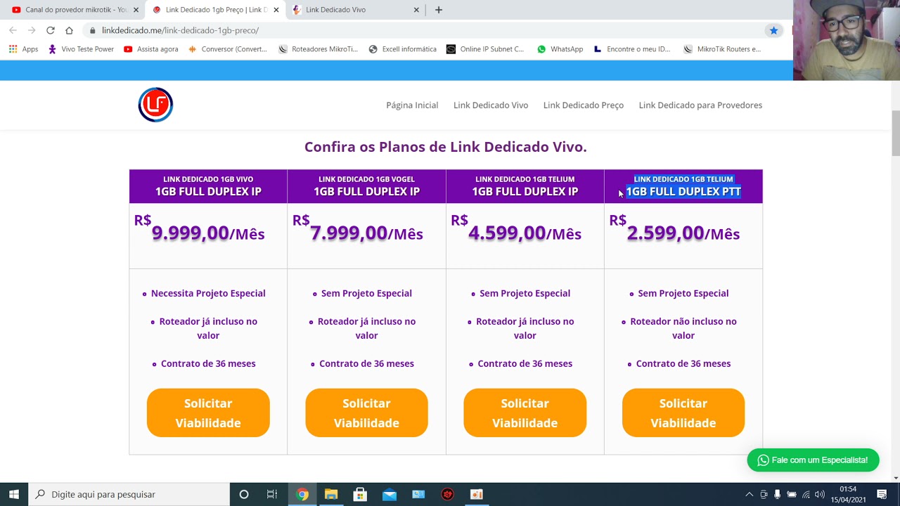 Pequeno provedor de fibra óptica link dedicado