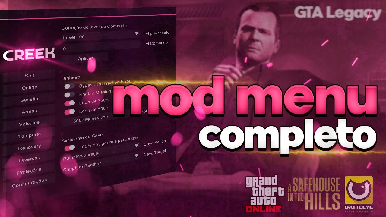 M0D M3NU COMPLETO PRA UPAR SUA CONTA NO GTA ONLINE LEGACY 1.72 (DINHEIRO, RP, TRAJES) [CREEKSIDE]