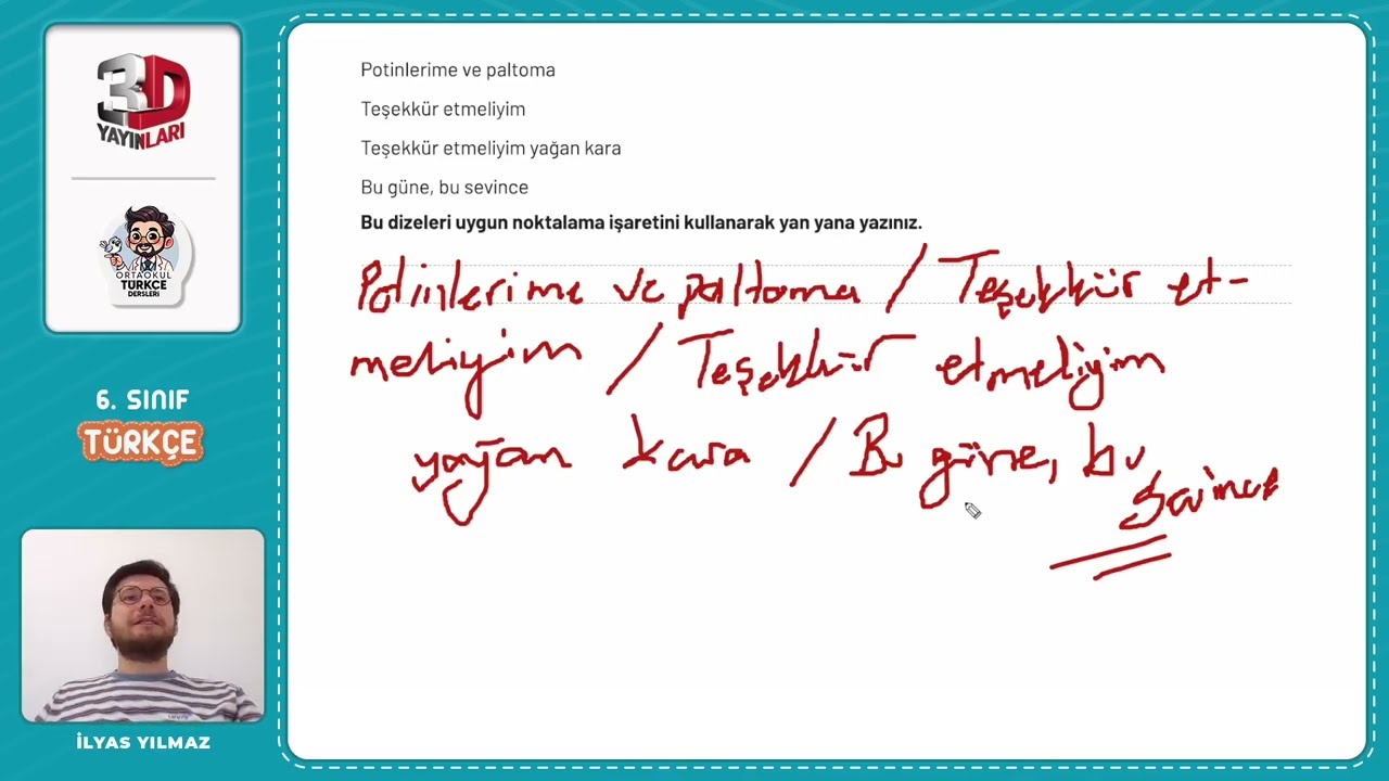 6. Sınıf Türkçe Çalışma Kitabı Bölüm 08 Nokta, Virgül, Soru İşareti, İki Nokta Soru Çözümleri