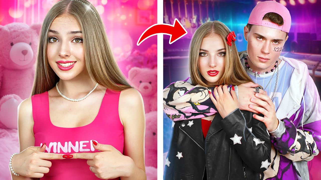 Extremes Makeover vom Soft-Girl zum Alt-Girl! Braves Mädchen verliebt sich in den E-Boy