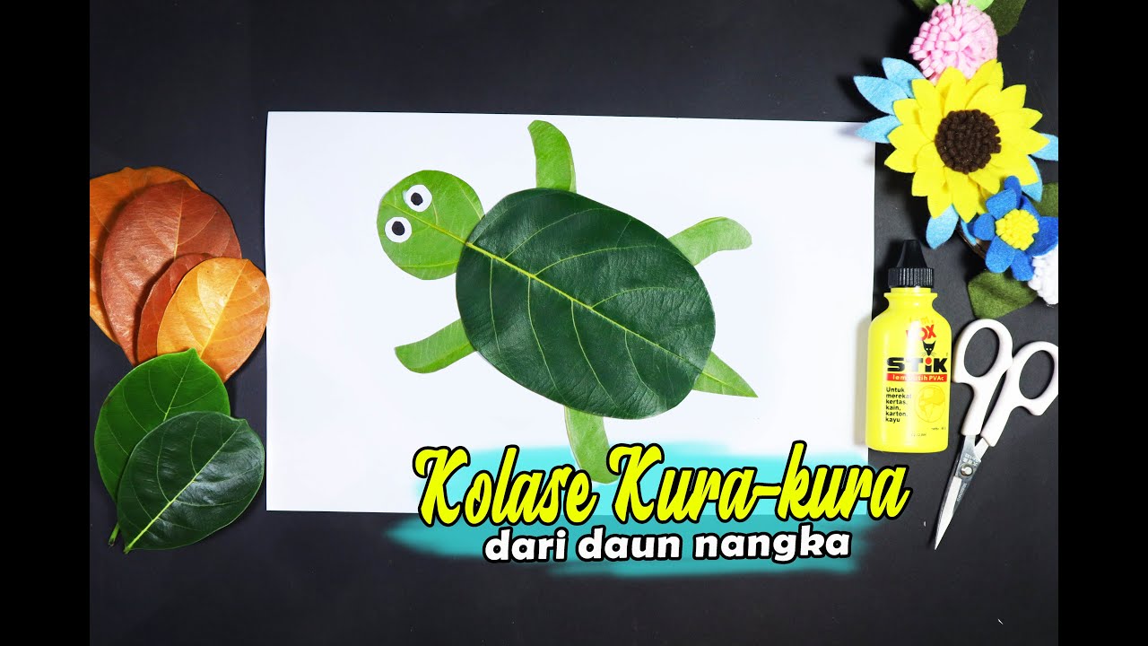 Cara Membuat Kolase Kura Kura Dari Daun