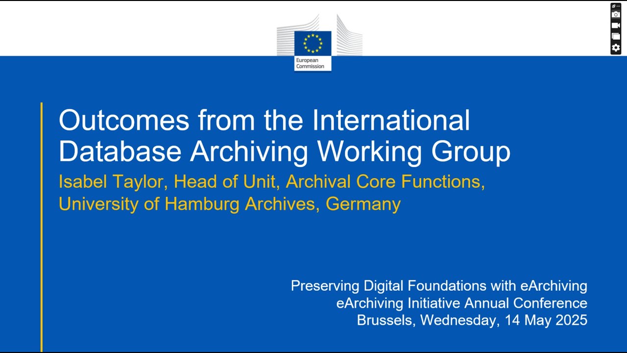 Outcomes from the International Database Archiving Working Group