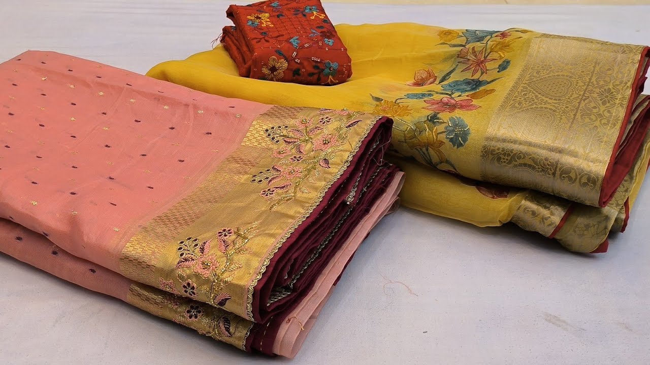 #party wear sarees#DESIGNER BLOUSE SAREES#moss chiffon sarees#semi dola sarees#new fancy saree#saree