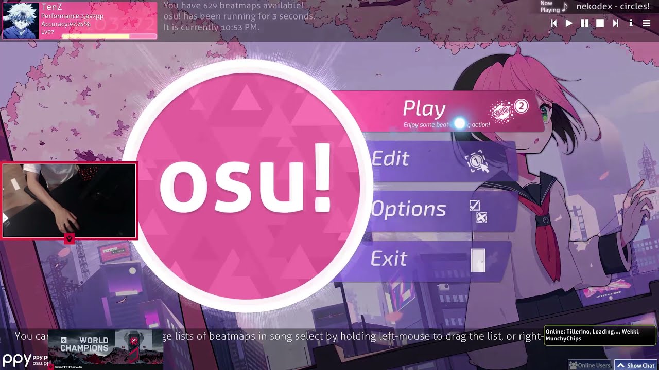 SEN Tenz playing a little bit of osu!