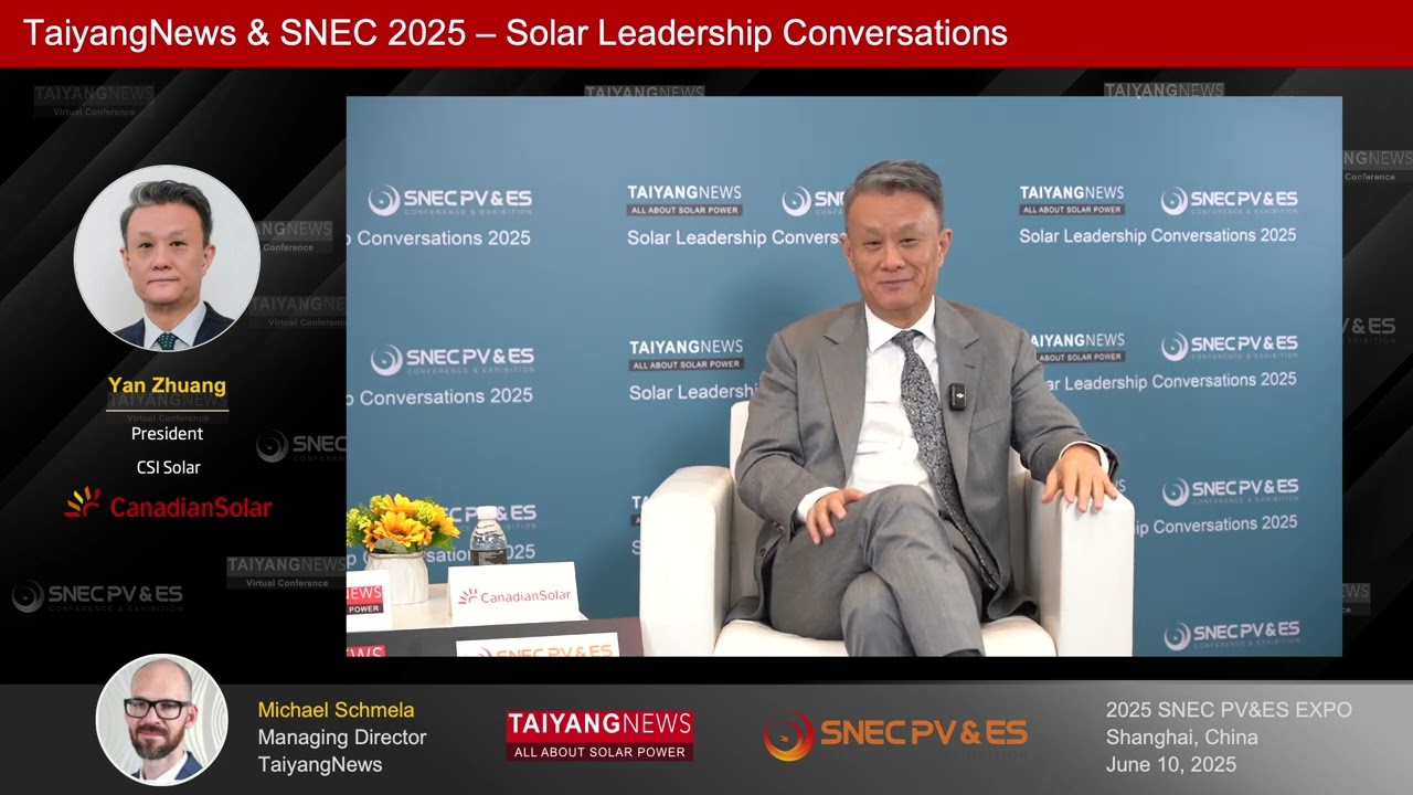 Yan Zhuang, Canadian Solar at TaiyangNews & SNEC Leadership Talks 2025