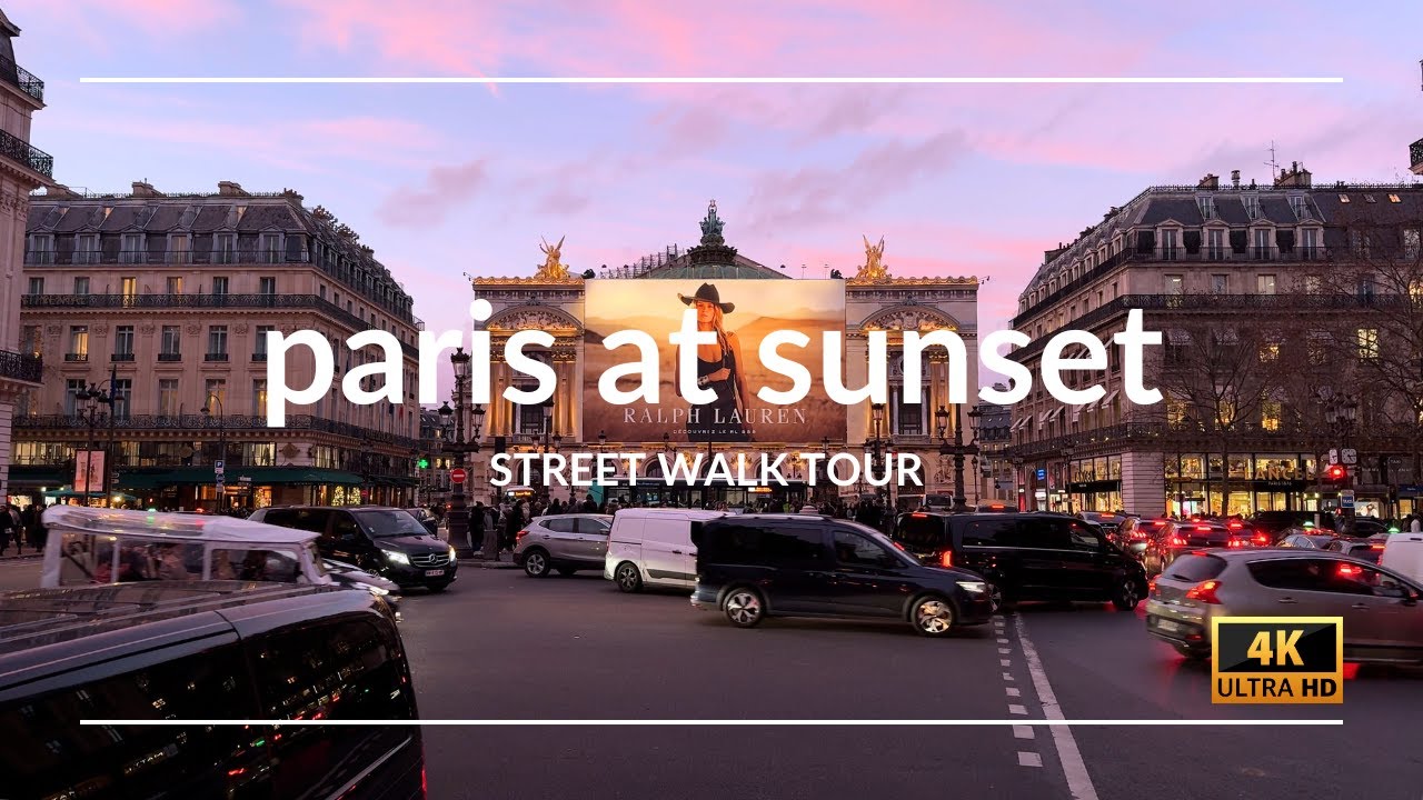Paris Sunset Walking Tour 🇫🇷 4k HDR || Saint Germain des Pres, Louvre, Palais Royal & Opera