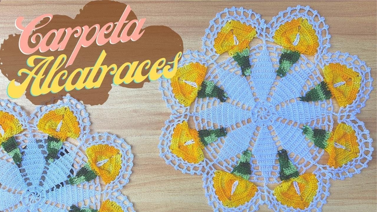Teje estas hermosas carpetas de ALCATRACES a #crochet y decora tu hogar 🌼🌺🌻 Puntillas Maribel