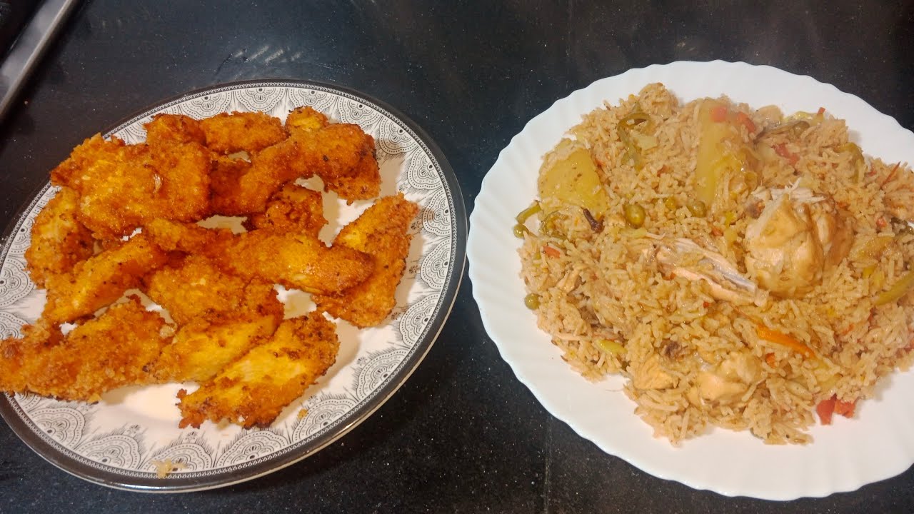 Chicken Vegetable Rice With Crispy Chicken Fry