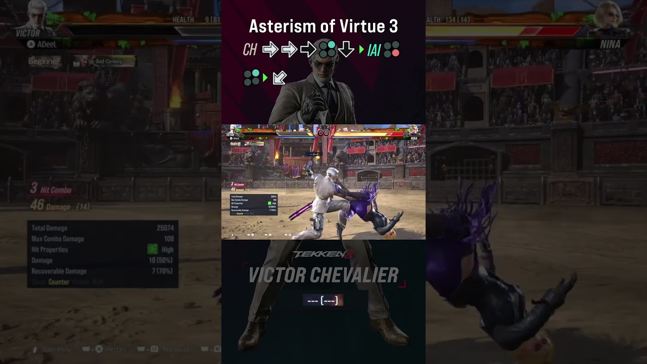 Tekken 8: Victor Asterism of Virtue 3 Combo #24 - Ultimate Combo Guide for Max Damage