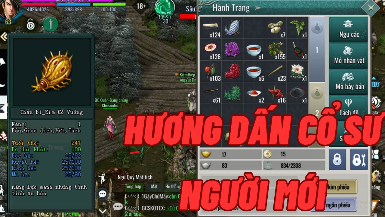 Hướng Dân Chơi Cổ Sư Đẻ Sâu Chế Sâu Cho Người Mới Học Chơi Cổ Sư Võ Lâm 2 Mobile Khánh Phò Mã