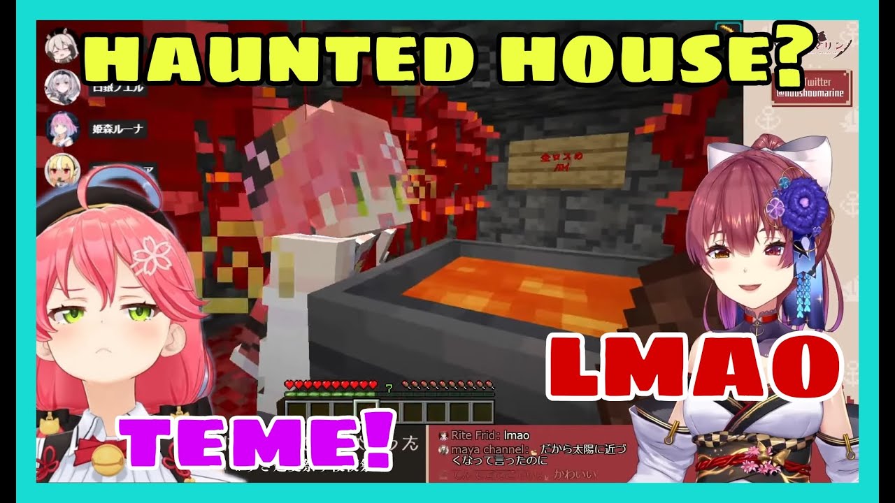 Houshou Marine Try Miko Suisei Haunted House But She Can't Stop Laughing | Minecraft [Hololive]