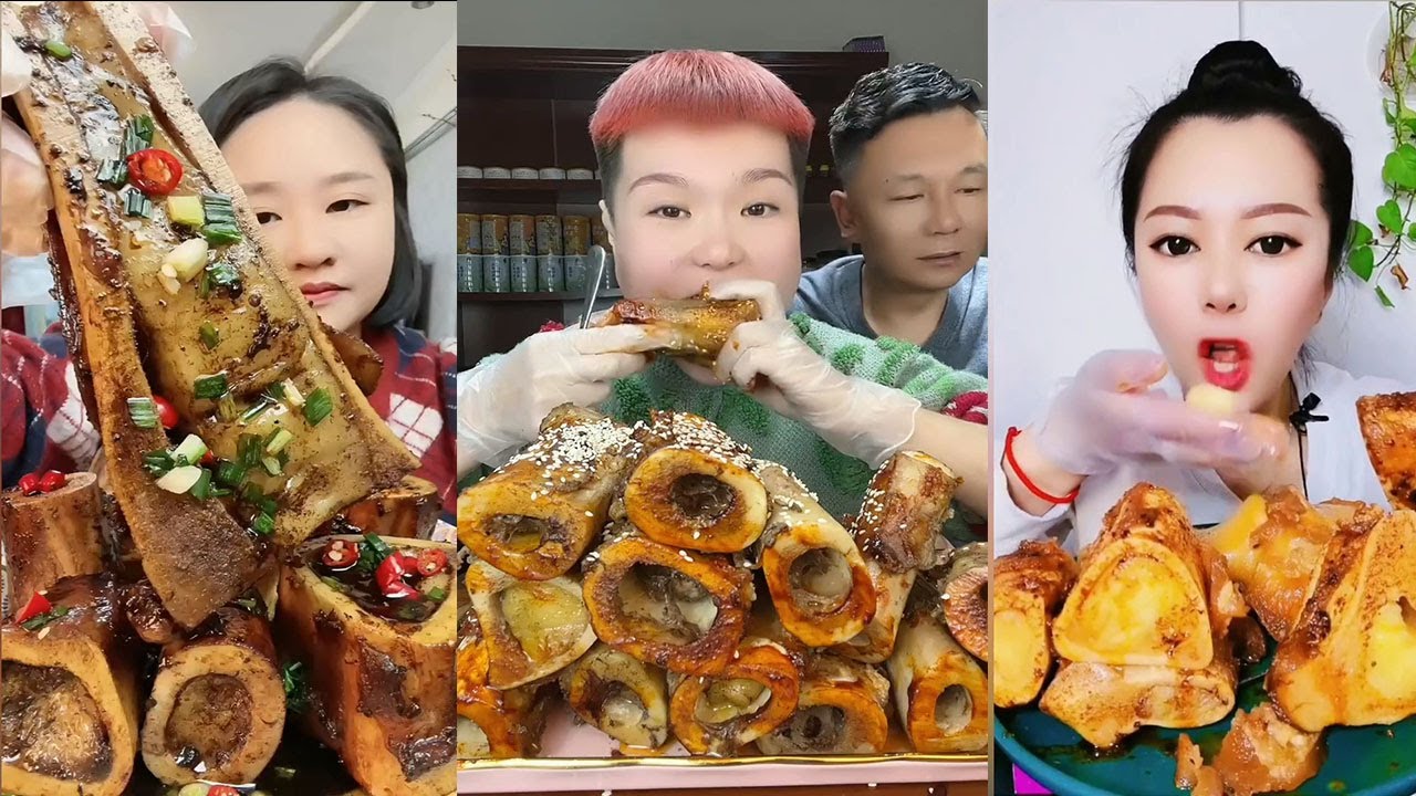 MUKBANG ASMR Eating roasted big bone marrow so yummy