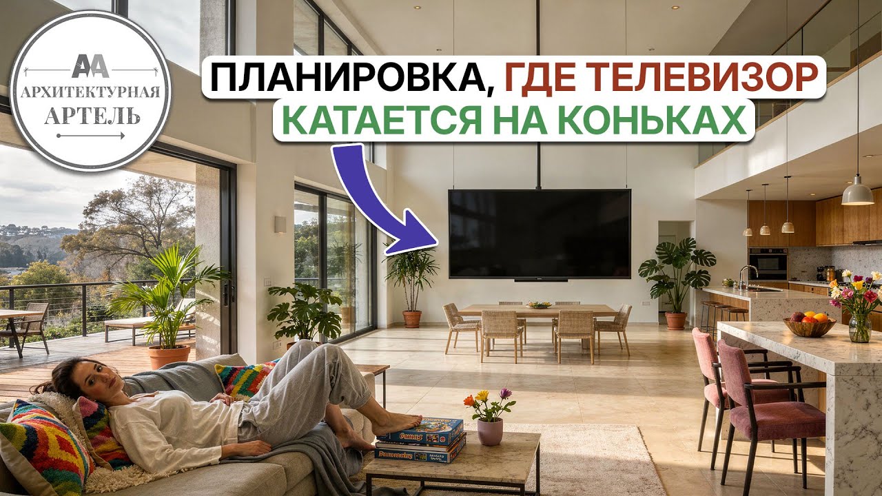 Обзор планировки: умная гардеробная, телевизор из потолка, скрытые зоны 