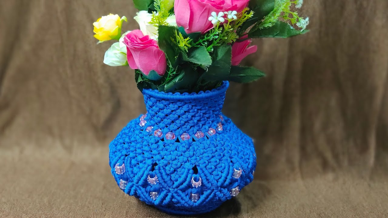 Macrame Flower 🌹🌺 Pot ( How to make macrame flower pot)