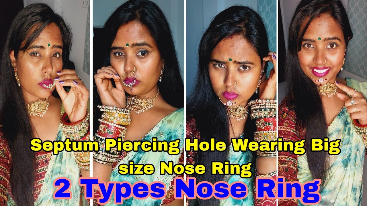 👃Septum Piercing Hole Wearing 2 Big size Nose Ring, Rotating nose ring ,Meesho haul