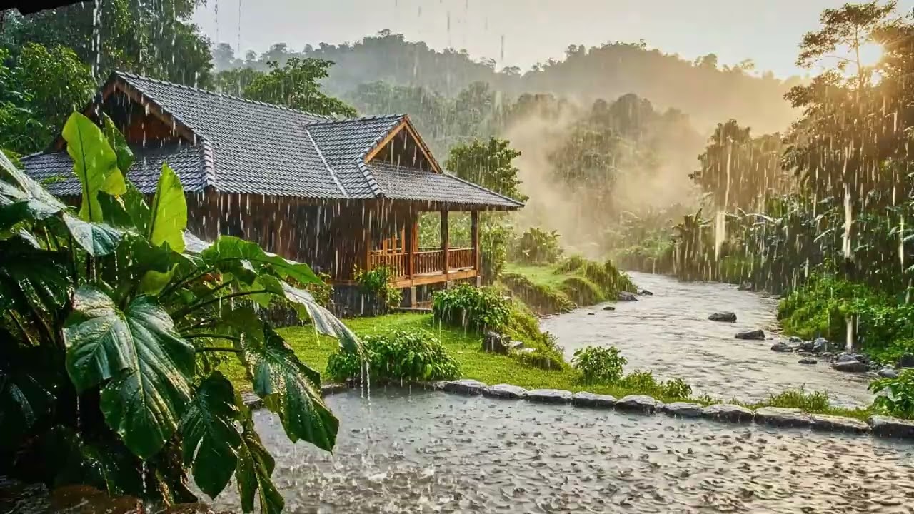 Amazing Natural Rain Waterfall House Water Flowing