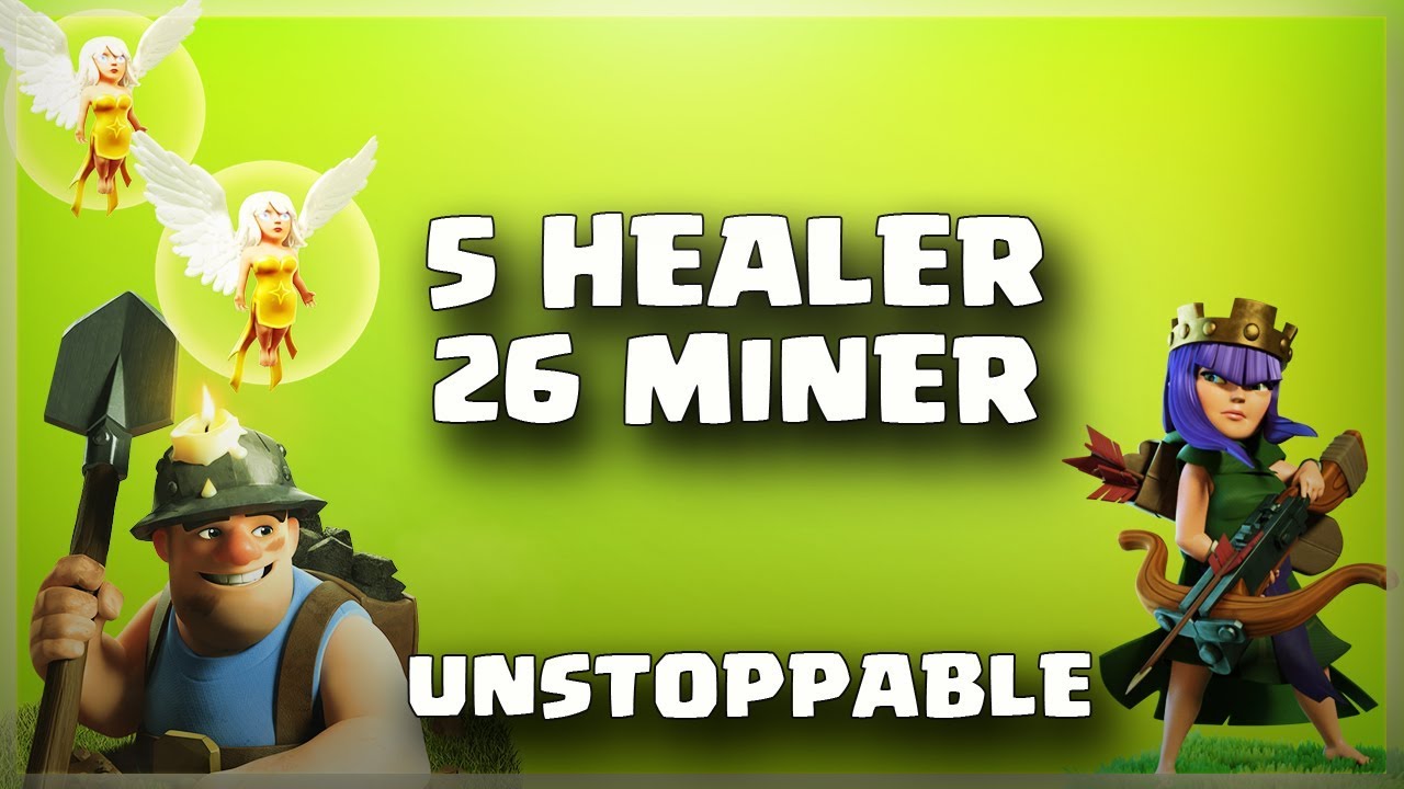 5 Healer+26 miners = Unstoppable | Top 3 Star Attack | TH11 War Strategy #120 | COC 2017 |