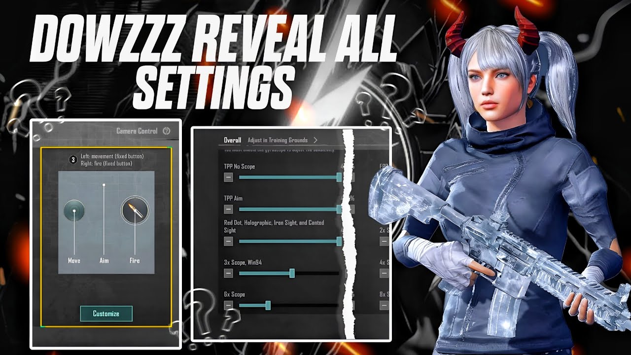 DowzZz Gaming Reavel all His Secret Settings 🔥 |Best Sensitivity Control For BGMI 