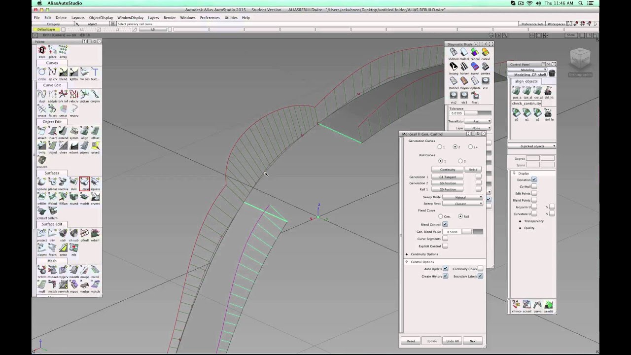 Rebuilding Surface and Curve in Alias
