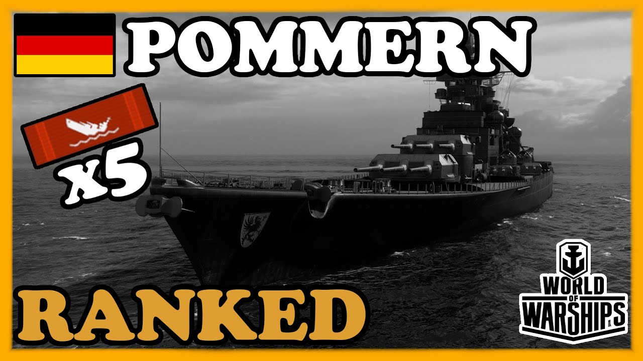 POMMERN KRAKEN 5x KILLS RANKED GAMEPLAY - WORLD OF WARSHIPS - PC [PT/BR]