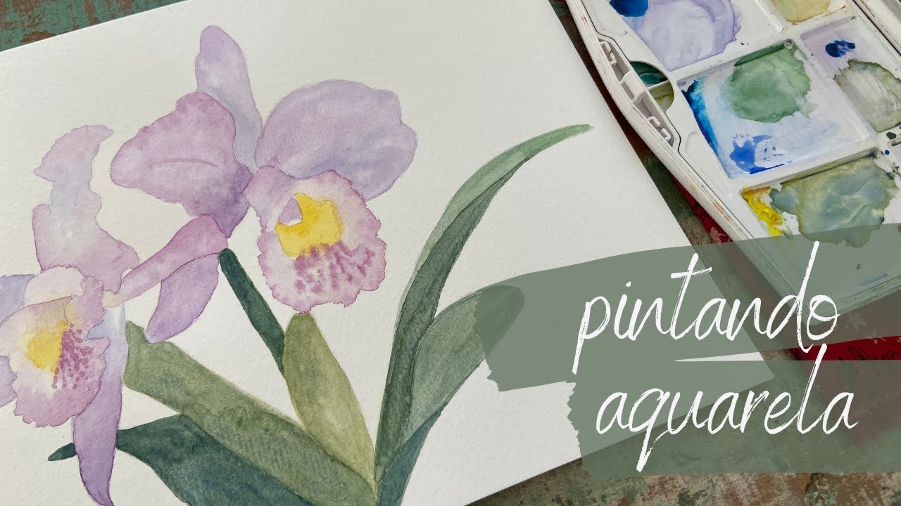 Orquídea em aquarela passo a passo