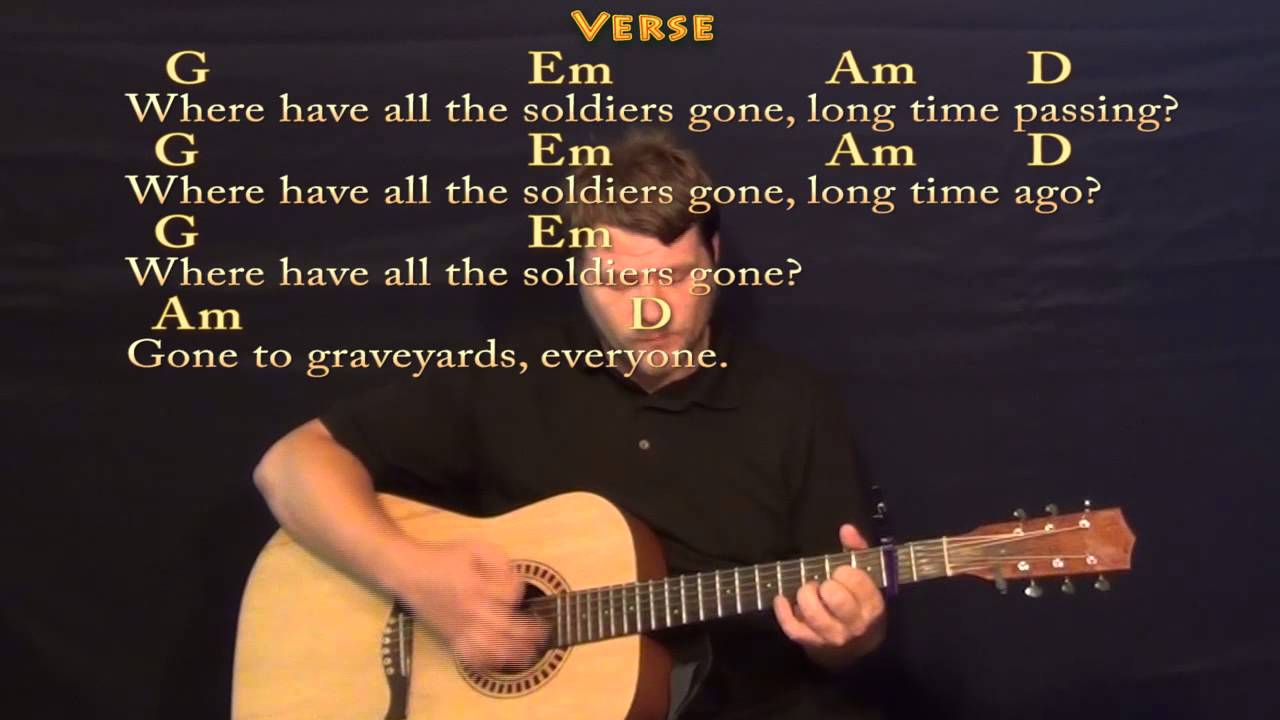 Where Have All the Flowers Gone (Pete Seeger) Strum Guitar Cover Lesson with Lyrics