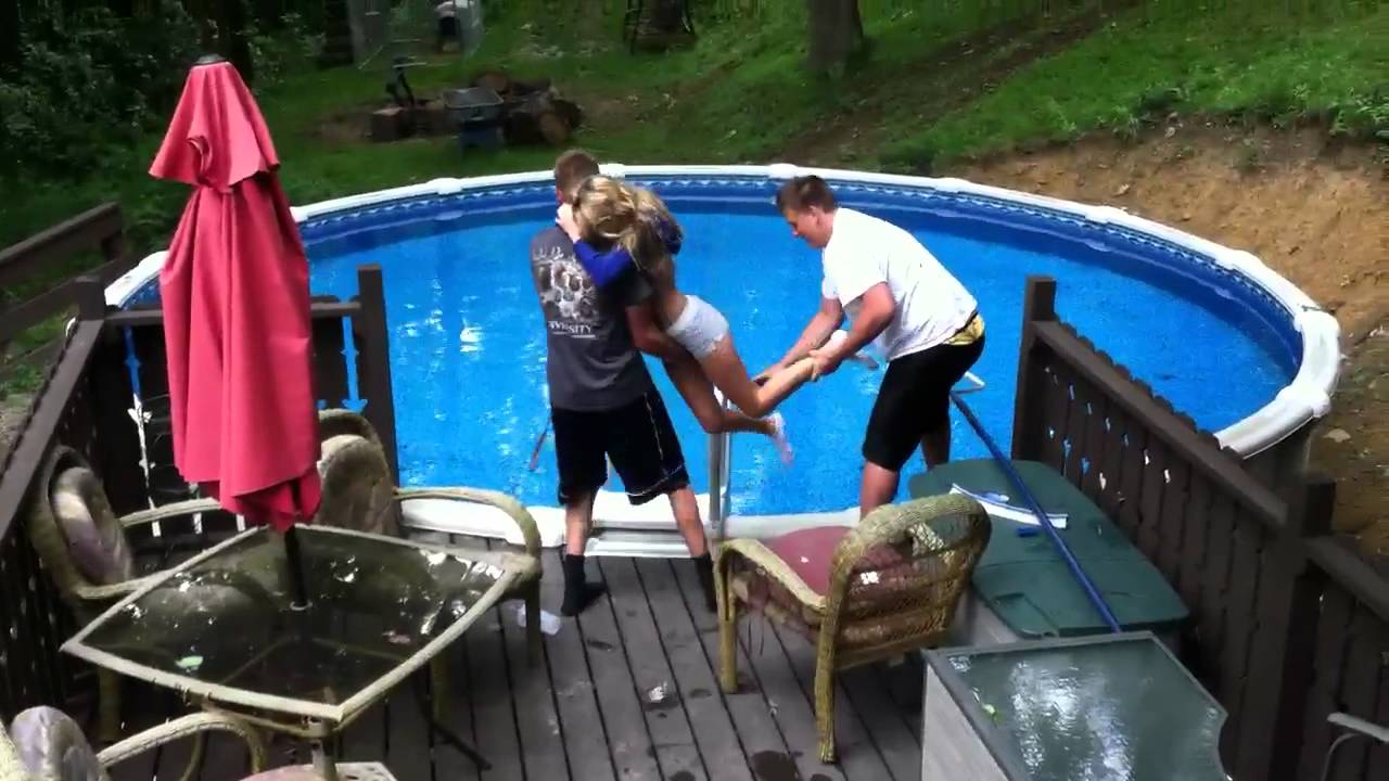 Mandy gettin thrown in the pool