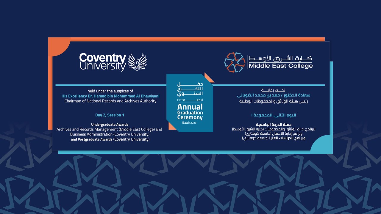 Middle East College Graduation Ceremony Batch 2024- Day 2 Session 1
