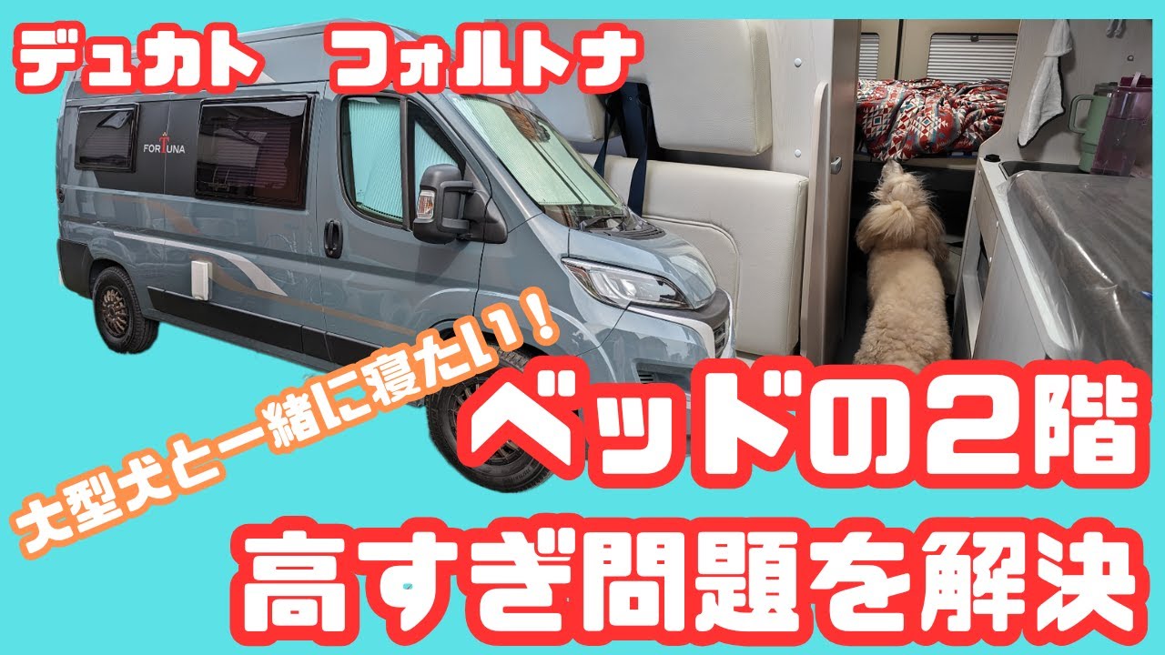 デュカト　フォルトナの電動ベッド上段が便利なはずなのに高すぎて大型犬と一緒に寝られない。その問題を解決しようと奮闘しました。キャンピングカーの寝床って大事だよね。