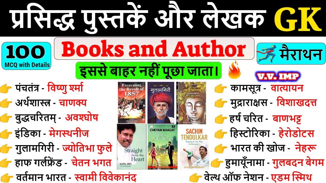 प्रसिद्ध पुस्तकें एवं लेखक | Important Books and Authors | Famous Books | History GK | History Books