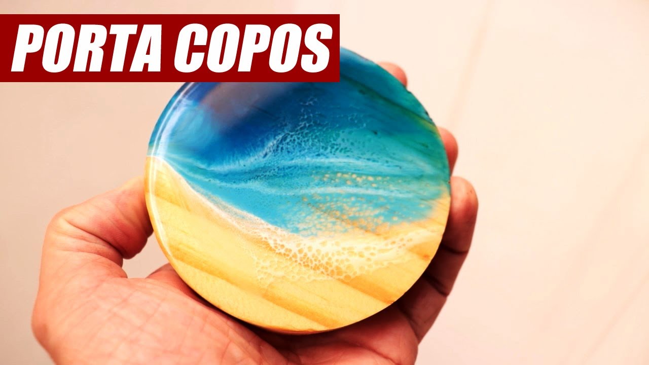 Aprenda Fazer seu Porta Copos Personalizado! (COM EFEITO DE MAR)