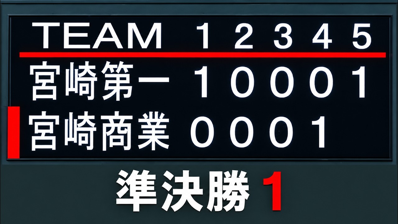 宮崎第一 vs 宮崎商業 ① 準決勝　2025年5月28日【4Ｋ】第72回宮崎県高等学校野球選手権大会　ひなたサンマリンスタジアム宮崎