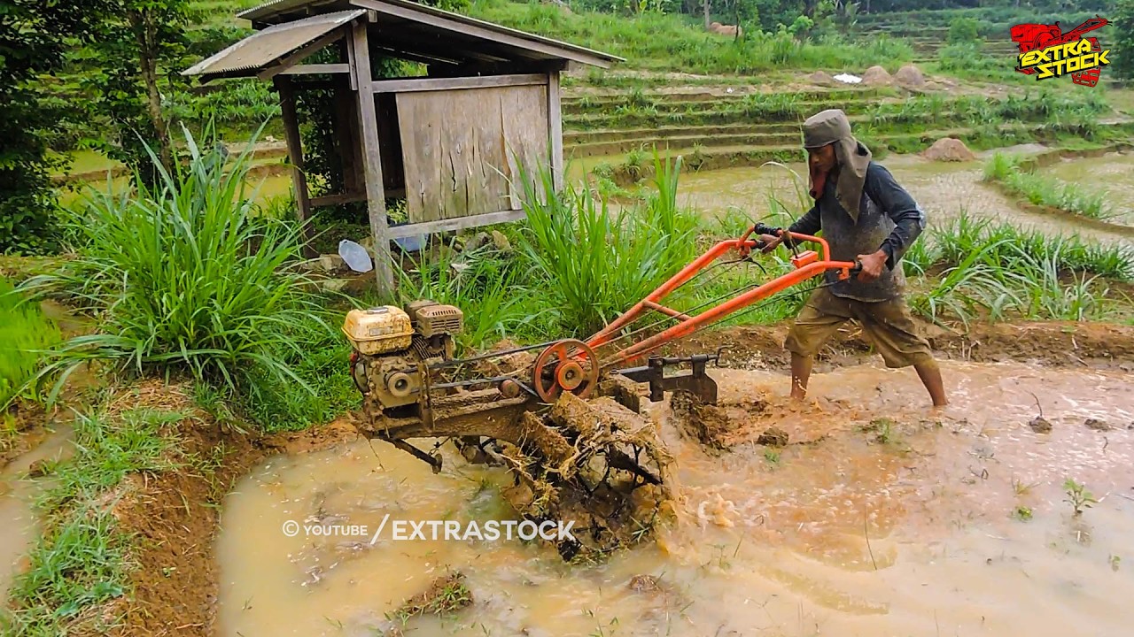 Diguyur Hujan Traktor Capung Metal Tetap Lanjut Garap Lahan