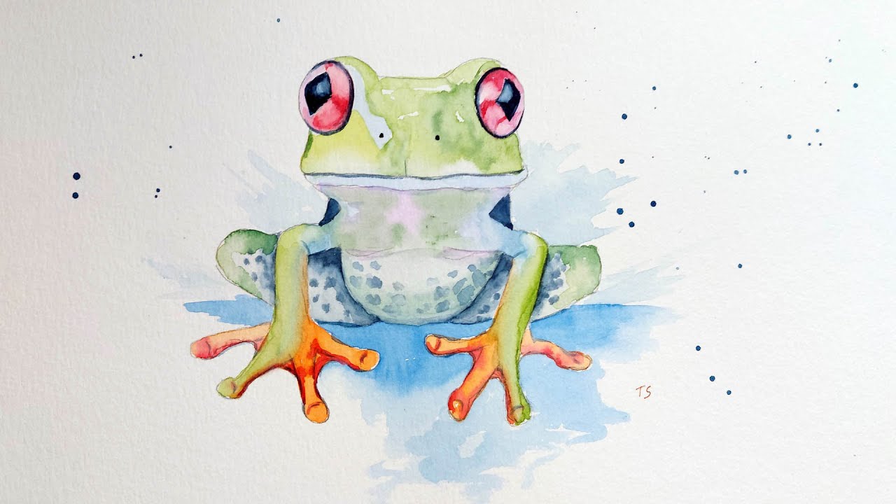 How to paint rainforest frog in watercolor