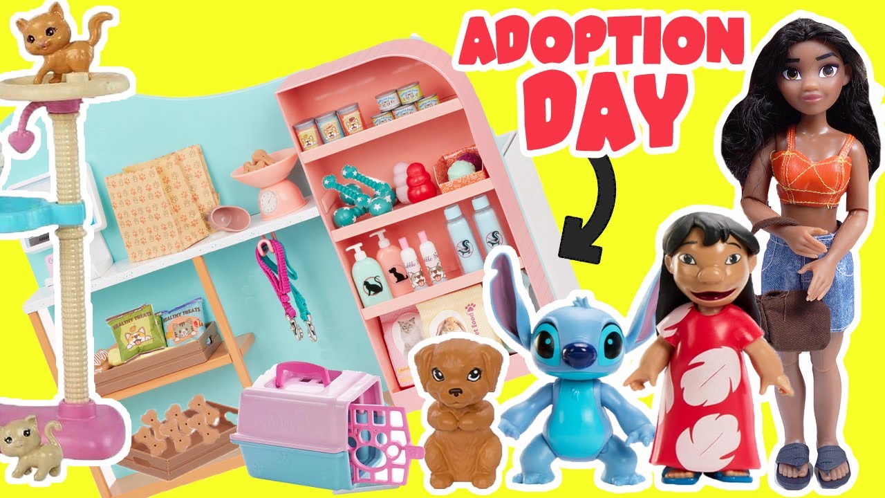 Lilo and Stitch Movie Adoption Day with Nani Dolls at Pet Store! Pretend Play for Kids